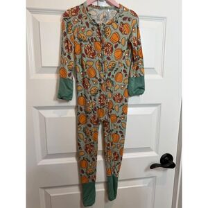 46. Bums & Roses 2T Bamboo Thanksgiving Pumpkin Turkey Pie Zippy Footie Sleeper